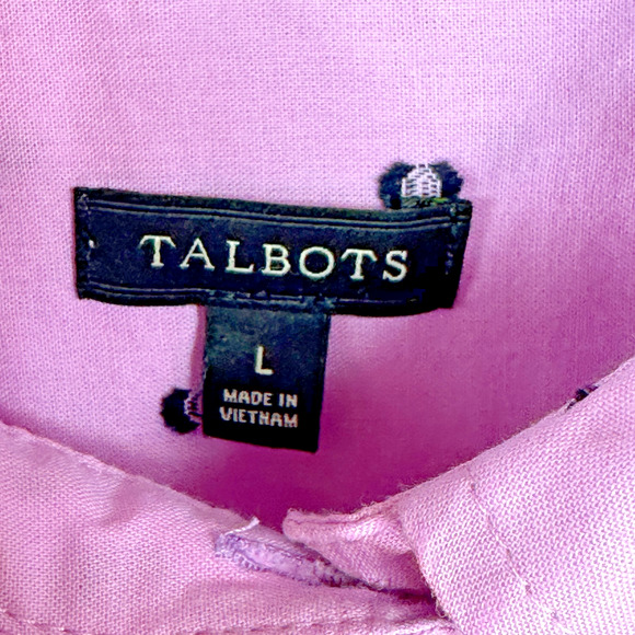 Talbots Womens Clip Dot Popover Preppy Shirt Size L Purple Pastel Office Career - Picture 6 of 7